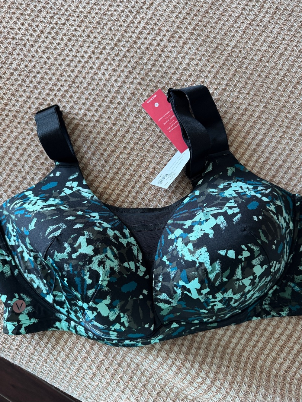 Cacique Black & Teal Abstract Full-Figure Bra